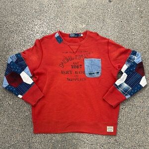 POLO BY RALPH LAUREN Crewneck Sweater in Red and Blue with Color-Block Design